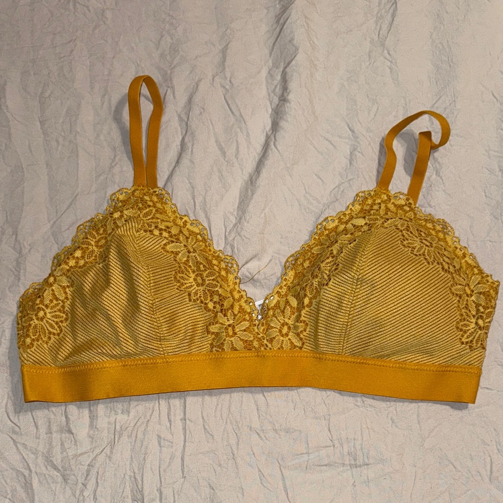 Aerie Golden Floral Lace Bralette